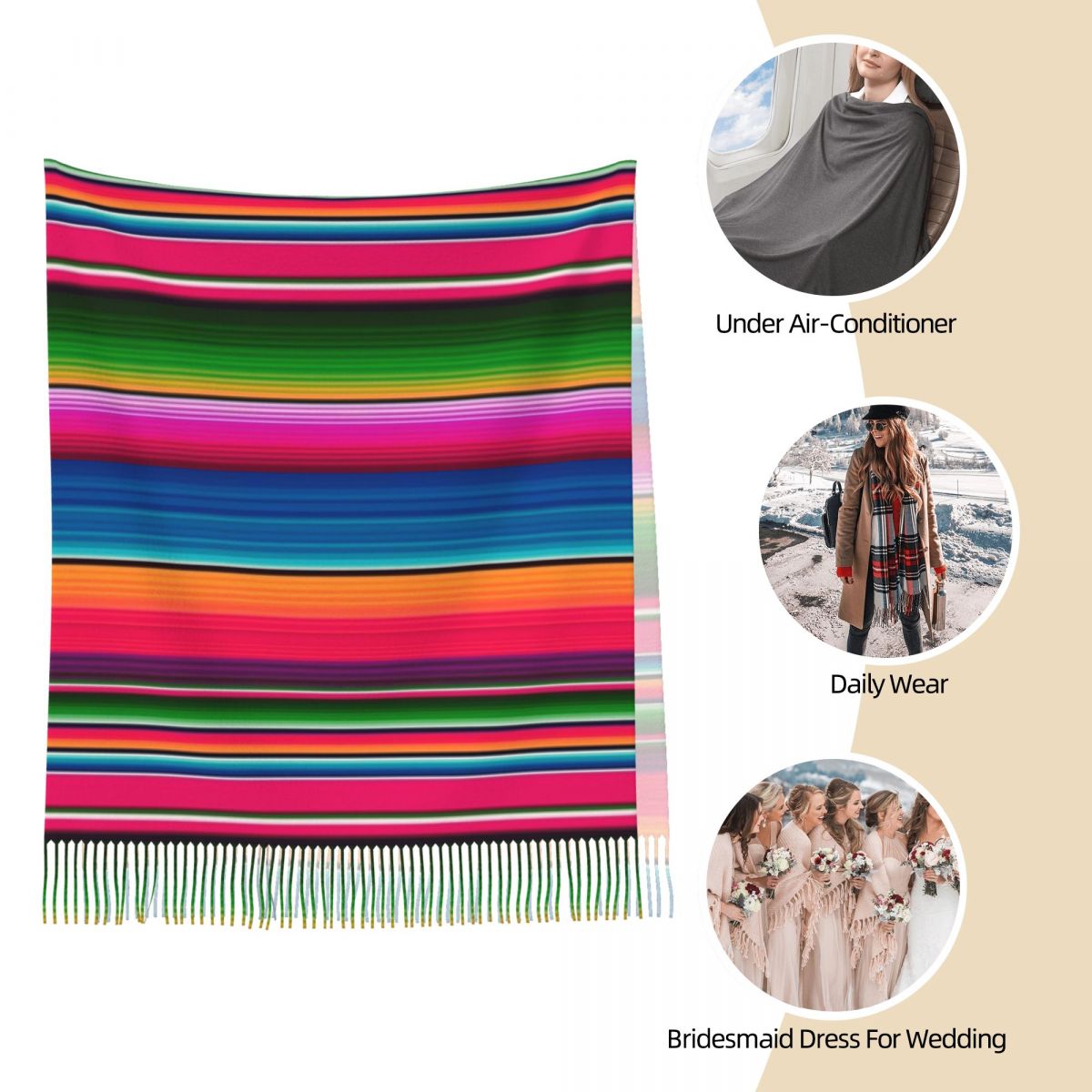 Mexican Blanket Striped Fiesta - đánh giá và giá Woven Scarf Blanket